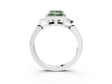 White gold Fancy Green Princess Cut Diamond Halo Ring with Tapered Band and Four-Prong Setting_22
