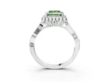 White gold Fancy Green Princess Cut Diamond Halo Ring with Vintage Split Shank and Four-Prong Setting_68