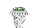 White gold Fancy Green Princess Cut Diamond Halo Ring with Vintage Split Shank and Four-Prong Setting_70