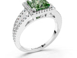 White gold Fancy Green Princess Cut Diamond Halo Split Shank Engagement Ring_75