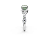 White gold Fancy Green Princess Cut Diamond  Halo Twist Band Solitaire Prong Setting Ring_14