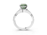 White gold Fancy Green Princess Cut Diamond  Halo Twist Band Solitaire Prong Setting Ring_15
