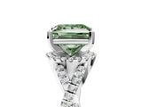 White gold Fancy Green Princess Cut Diamond  Halo Twist Band Solitaire Prong Setting Ring_17