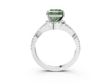 White gold Fancy Green Princess Cut Diamond  Halo Twist Band Solitaire Prong Setting Ring_27