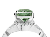 White gold Fancy Green Princess Cut Diamond  Halo Twist Band Solitaire Prong Setting Ring_28