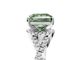 White gold Fancy Green Princess Cut Diamond  Halo Twist Band Solitaire Prong Setting Ring_29