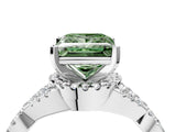 White gold Fancy Green Princess Cut Diamond  Halo Twist Band Solitaire Prong Setting Ring_70