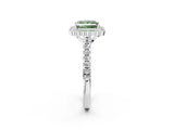 White gold Fancy Green Princess  Cut Diamond Milgrain Floral Halo Engagement Ring with Pavé Band_35