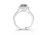 White gold Fancy Green Princess  Cut Diamond Milgrain Floral Halo Engagement Ring with Pavé Band_36