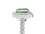 White gold Fancy Green Princess  Cut Diamond Milgrain Floral Halo Engagement Ring with Pavé Band_38