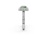 White gold Fancy Green Princess Cut Diamond Milgrain Halo Engagement Ring with Round Pavé Band and Prong Setting_14