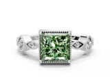 White gold Fancy Green Princess  Cut Diamond Milgrain Marquise Band with Prong Setting_3