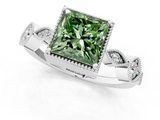 White gold Fancy Green Princess  Cut Diamond Milgrain Marquise Band with Prong Setting_4