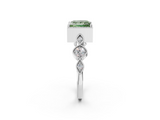 White gold Fancy Green Princess  Cut Diamond Milgrain Marquise Band with Prong Setting_5