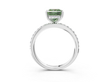 White gold Fancy Green Princess  Cut Diamond Pavé Band Ring with Four-Prong Setting_3