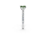 White gold Fancy Green Princess Cut Diamond Pavé Band Solitaire Ring with Prong Setting_30
