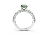 White gold Fancy Green Princess Cut Diamond Pavé Band Solitaire Ring with Prong Setting_31