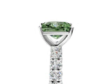 White gold Fancy Green Princess Cut Diamond Pavé Band Solitaire Ring with Prong Setting_34
