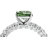 White gold Fancy Green Princess Cut Diamond Pavé Band Solitaire Ring with Prong Setting_38