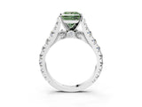 White gold Fancy Green Princess  Cut Diamond Pavé Band Solitaire with Four-Prong Setting_18