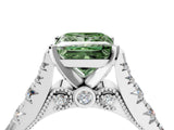 White gold Fancy Green Princess  Cut Diamond Pavé Band Solitaire with Four-Prong Setting_19
