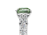 White gold Fancy Green Princess  Cut Diamond Pavé Band Solitaire with Four-Prong Setting_20