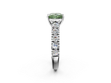 White gold Fancy Green Princess  Cut Diamond Pavé Band Solitaire with Four-Prong Setting_5
