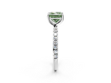 White gold Fancy Green Princess  Cut Diamond Pavé Band Solitaire with Four-Prong Setting_5
