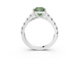 White gold Fancy Green Princess  Cut Diamond Pavé Band Solitaire with Four-Prong Setting_6