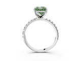 White gold Fancy Green Princess  Cut Diamond Pavé Band Solitaire with Four-Prong Setting_6