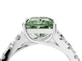 White gold Fancy Green Princess  Cut Diamond Pavé Band Solitaire with Four-Prong Setting_7