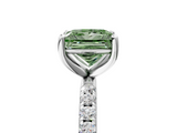 White gold Fancy Green Princess  Cut Diamond Pavé Band Solitaire with Four-Prong Setting_8