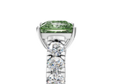 White gold Fancy Green Princess  Cut Diamond Pavé Band Solitaire with Four-Prong Setting_8