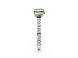 White gold Fancy Green Princess  Cut Diamond Pavé Band with Four-Prong Setting_26