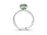 White gold Fancy Green Princess  Cut Diamond Pavé Band with Four-Prong Setting_27