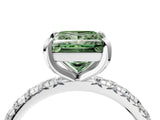 White gold Fancy Green Princess  Cut Diamond Pavé Band with Four-Prong Setting_28