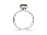 White gold Fancy Green Princess  Cut Diamond Pavé Band with Four-Prong Setting_3