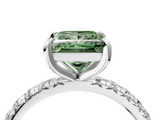 White gold Fancy Green Princess  Cut Diamond Pavé Band with Four-Prong Setting_4