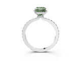 White gold Fancy Green Princess Cut Diamond Pavé Engagement Ring with Round  Accents and Prong Setting_44