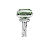 White gold Fancy Green Princess Cut Diamond Pavé Engagement Ring with Round  Accents and Prong Setting_46