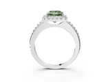 White gold Fancy Green Princess Cut Diamond Pavé Halo Ring with Four-Prong Setting_32
