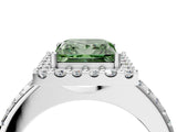 White gold Fancy Green Princess Cut Diamond Pavé Halo Ring with Four-Prong Setting_33