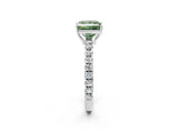 White gold Fancy Green Princess Cut Diamond Pavé Solitaire Engagement Ring with Four-Prong Setting_31