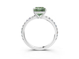 White gold Fancy Green Princess Cut Diamond Pavé Solitaire Engagement Ring with Four-Prong Setting_32