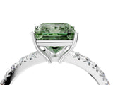 White gold Fancy Green Princess Cut Diamond Pavé Solitaire Engagement Ring with Four-Prong Setting_33