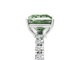 White gold Fancy Green Princess Cut Diamond Pavé Solitaire Engagement Ring with Four-Prong Setting_34
