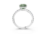 White gold Fancy Green Princess Cut Diamond Pavé Solitaire Engagement Ring with Four-Prong Setting_38