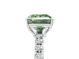 White gold Fancy Green Princess Cut Diamond Pavé Solitaire Engagement Ring with Four-Prong Setting_46
