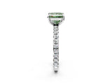 White gold Fancy Green Princess Cut Diamond Pavé Solitaire Ring with Round Band and Prong Setting_22