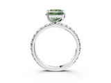 White gold Fancy Green Princess Cut Diamond Pavé Solitaire Ring with Round Band and Prong Setting_23